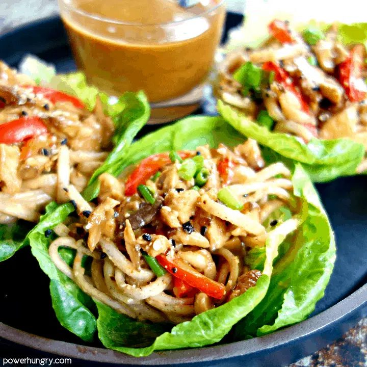 Sesame Ginger Soba Lettuce Cups (Vegan, GF)