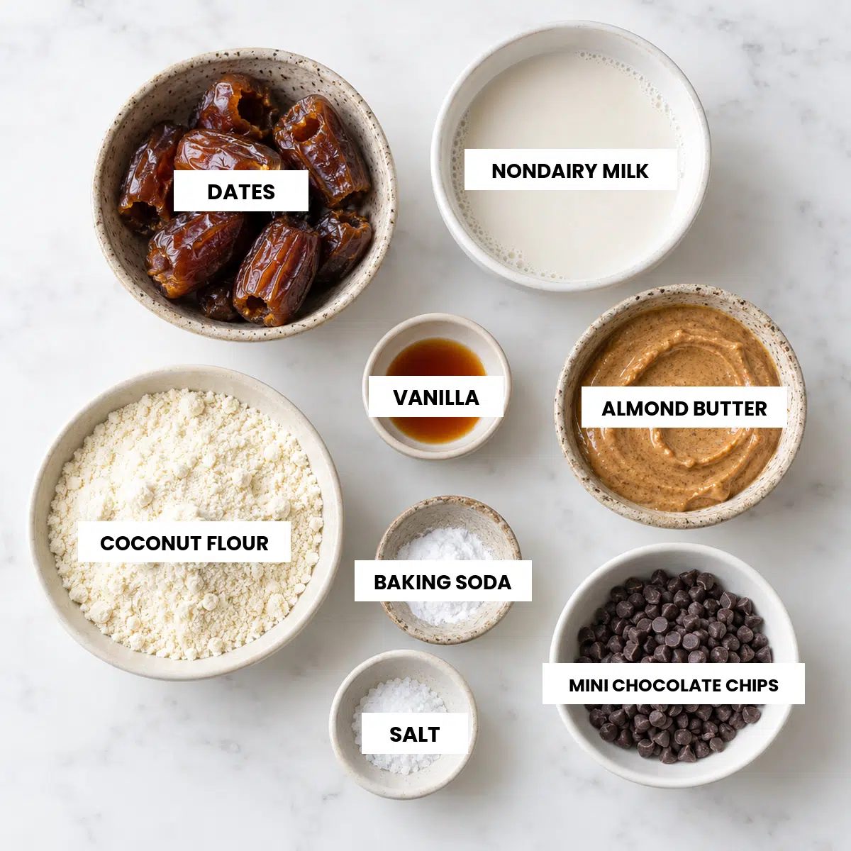 ingredients for coconut flour chocolate chip cookies pinterest pin