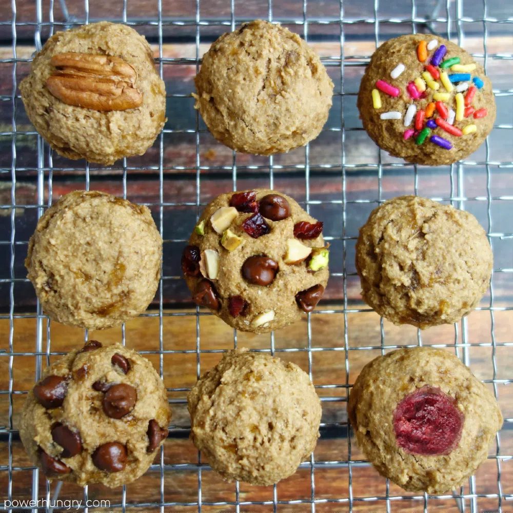 overhead shot of banana oat cookies