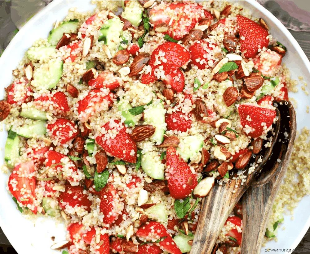 Strawberry Mint Quinoa Salad (Oil-free, GF)