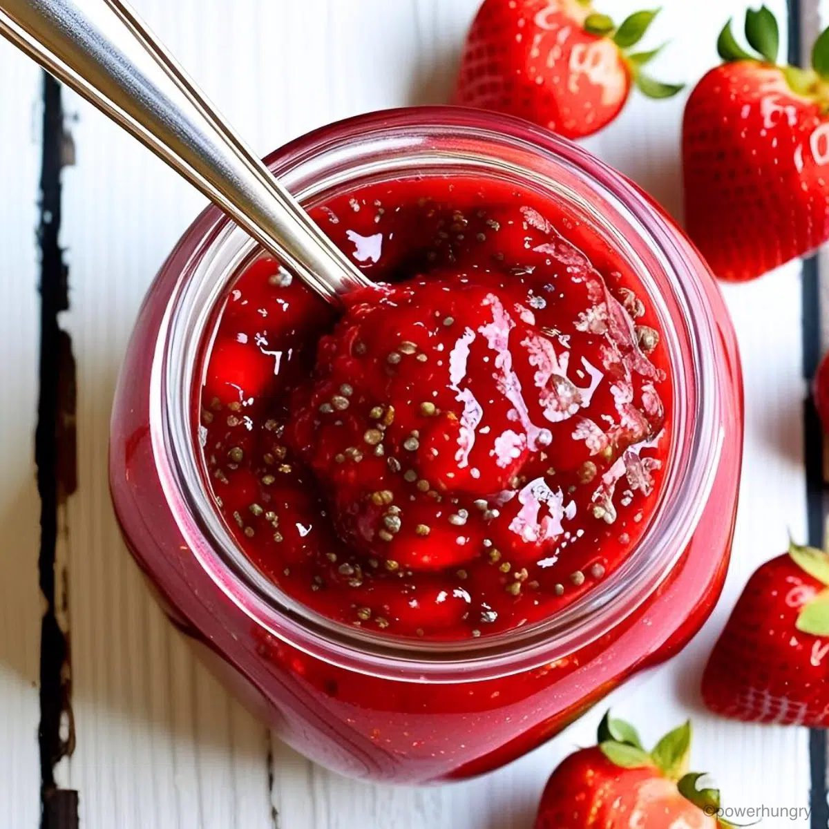 strawberry chia filling in a jar