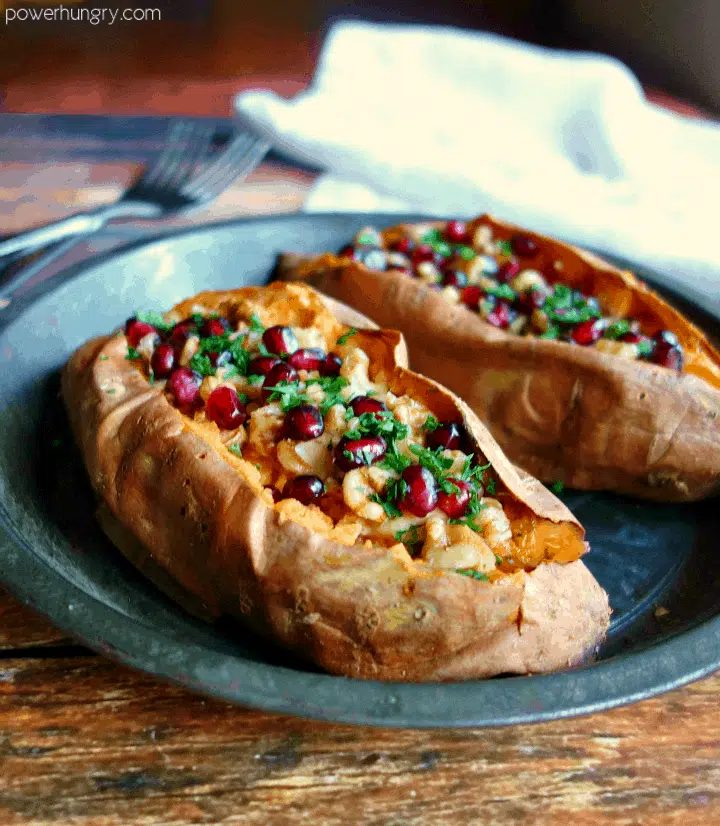 Stuffed Sweet Potatoes with Hummus (5 Ingredients)