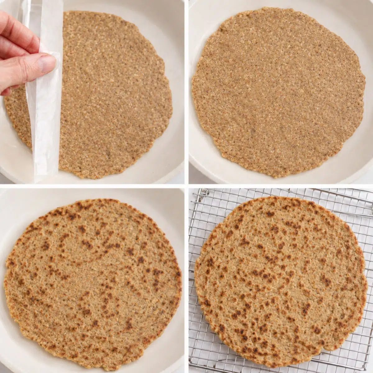 4 photo collage for making sunflower seed tortillas