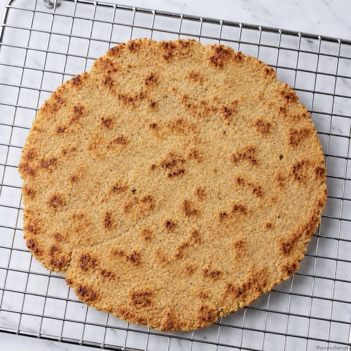 sunflower seed tortilla on cooling rack