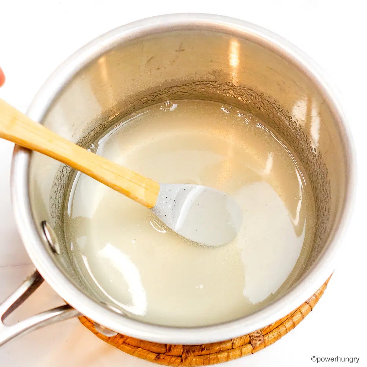 agar agar mixture in a stainless steel saucepan
