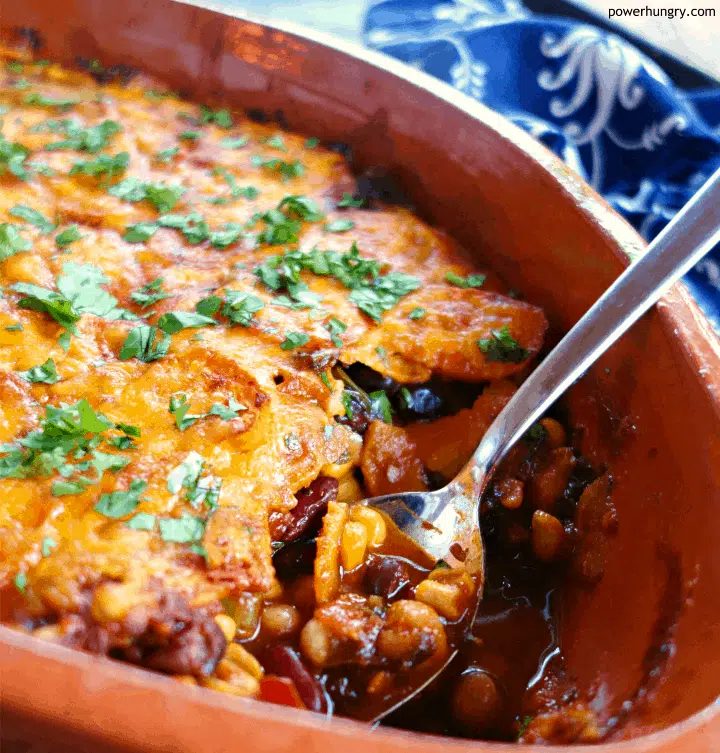 Vegan Sweet Potato Enchilada Bake {Oil-Free, Grain-Free}