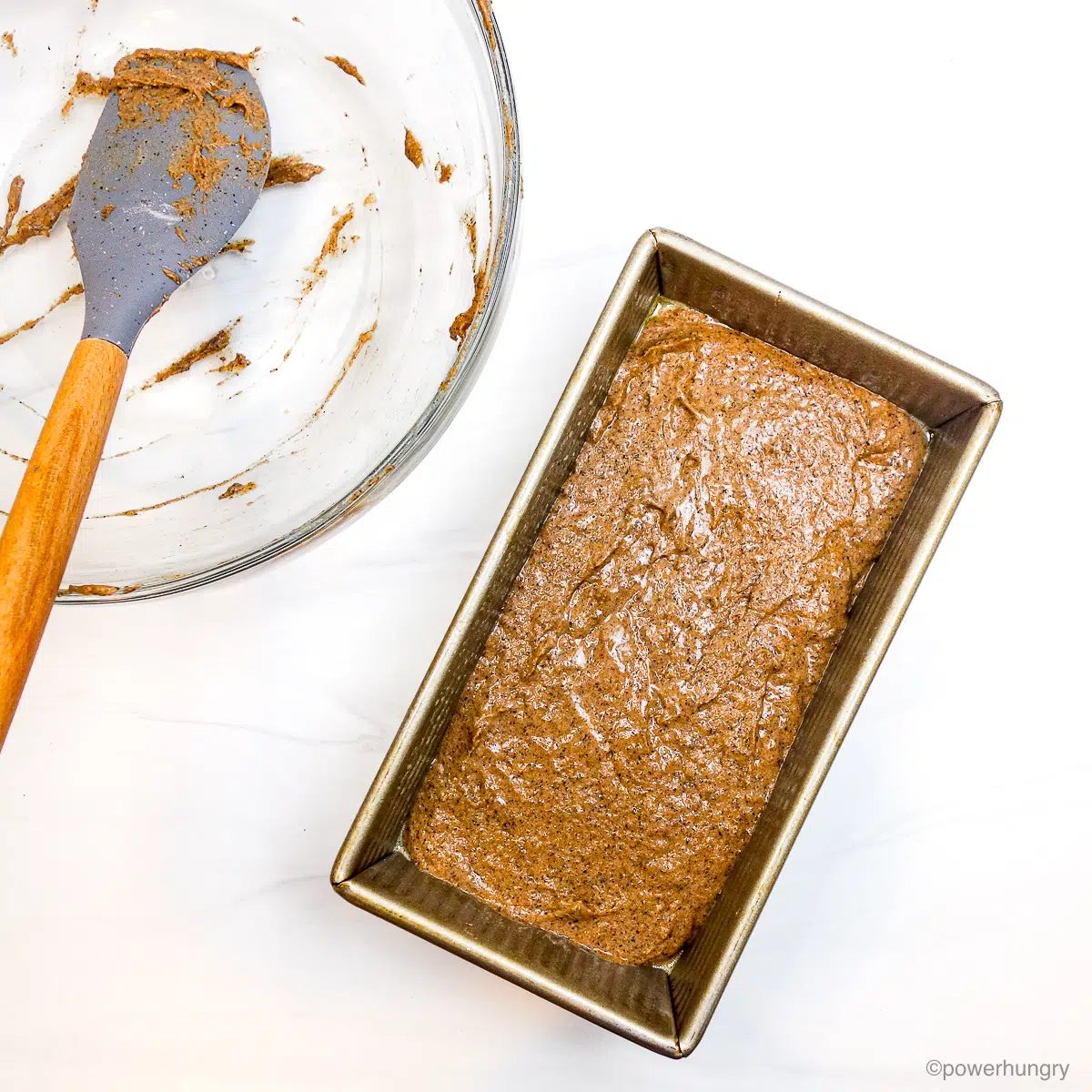 banana bread, unbaked, in pan