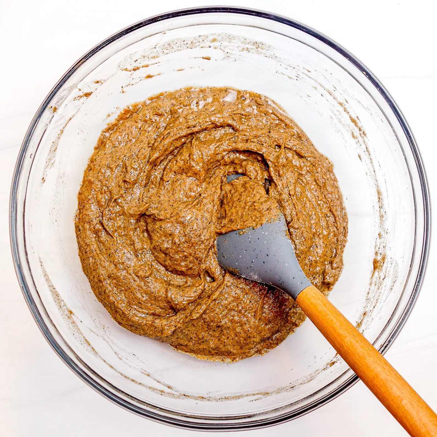 banana bread batter made with teff flour