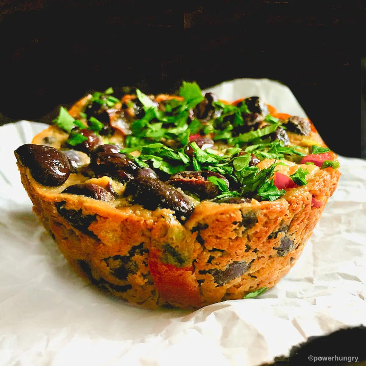 tex-mex black bean vegan frittatas on white paper