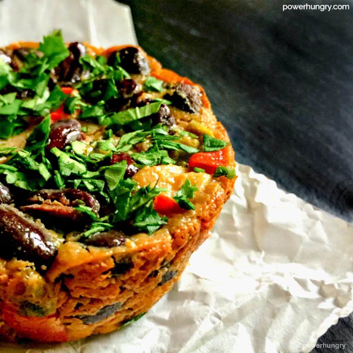 tex-mex black bean frittata close up