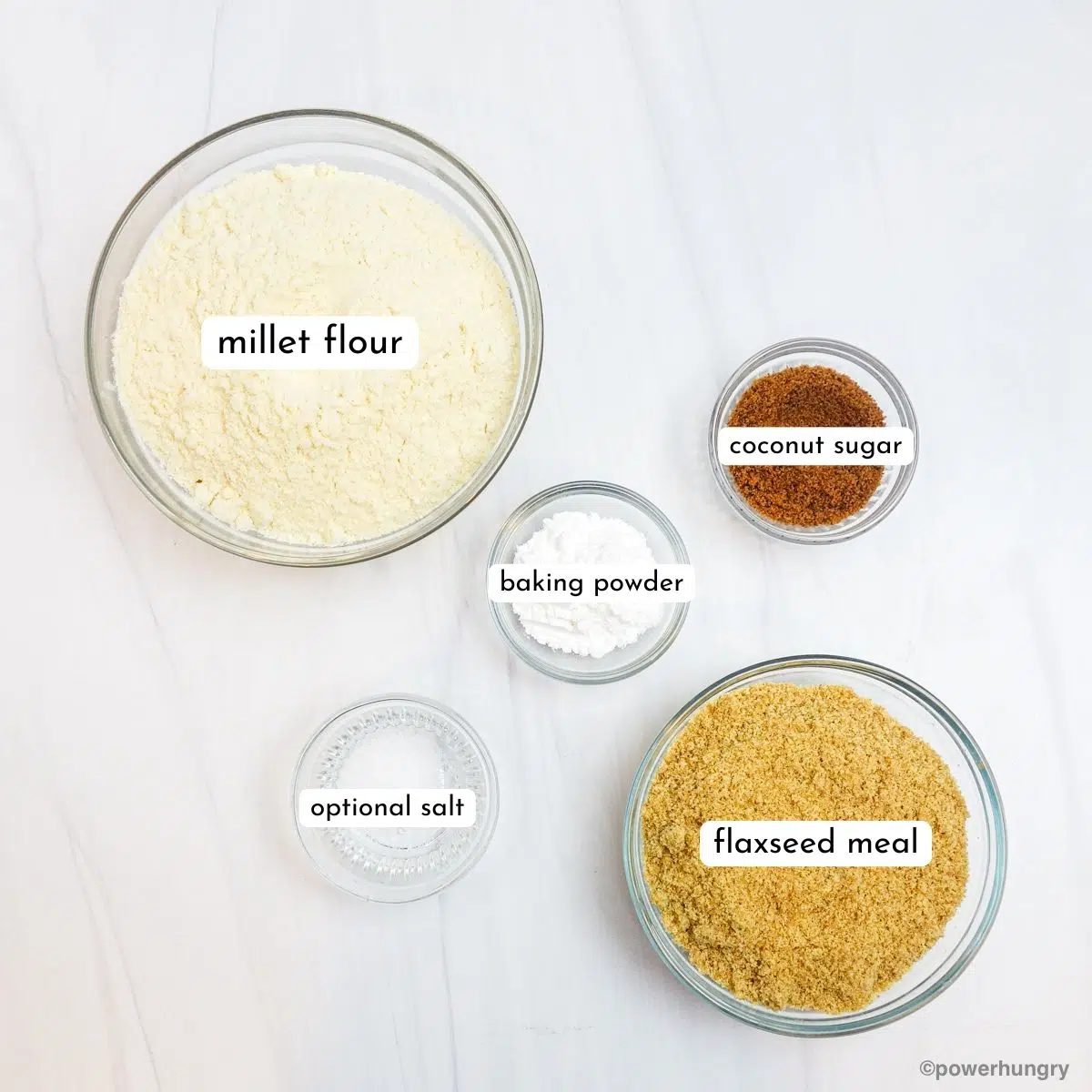 ingredients for fluffy millet pancakes