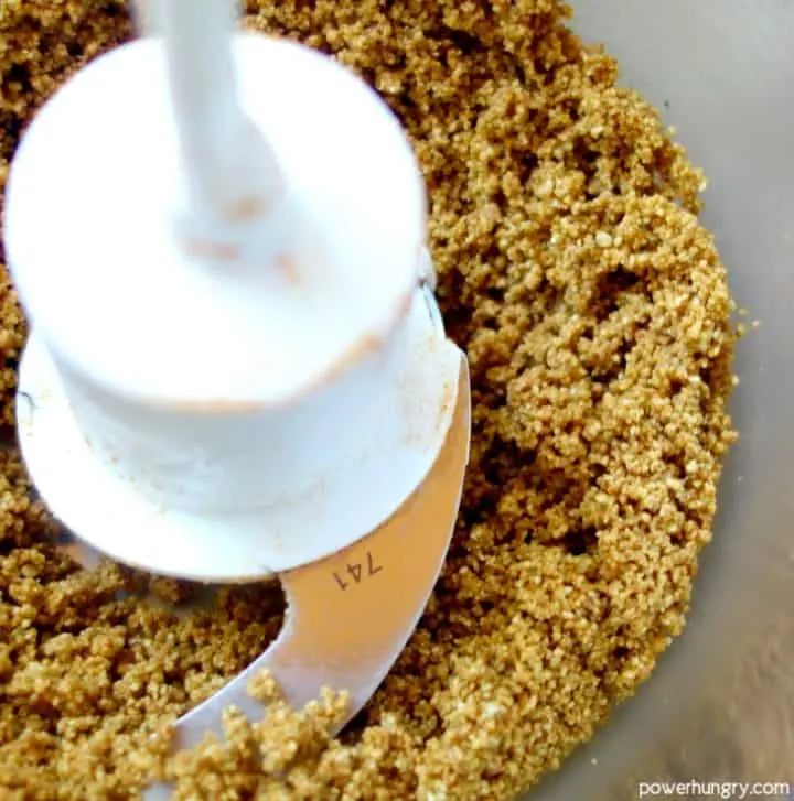 close-up of ground toasted pepitas in a food processor