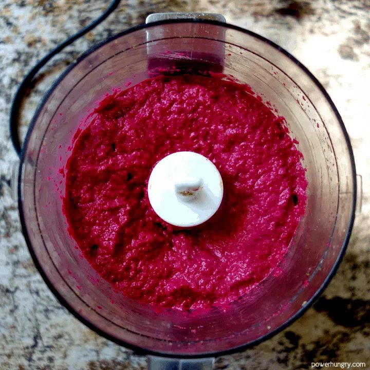 pureed baby beets in a food processor bowl