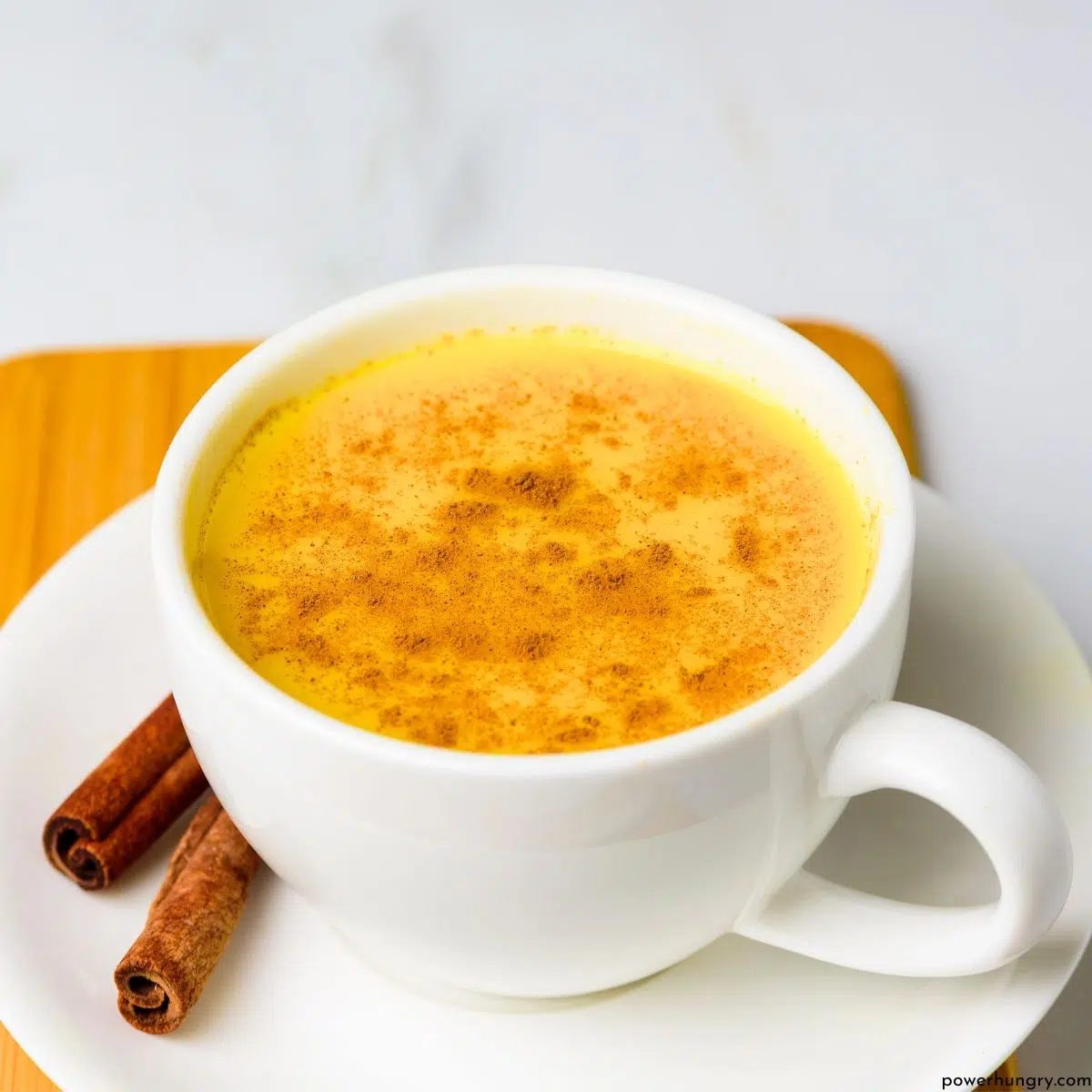 turmeric latte sprinkled with some cinnamon