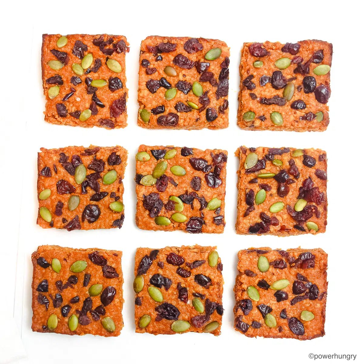 overhead shot of tvp pumpkin protein bars