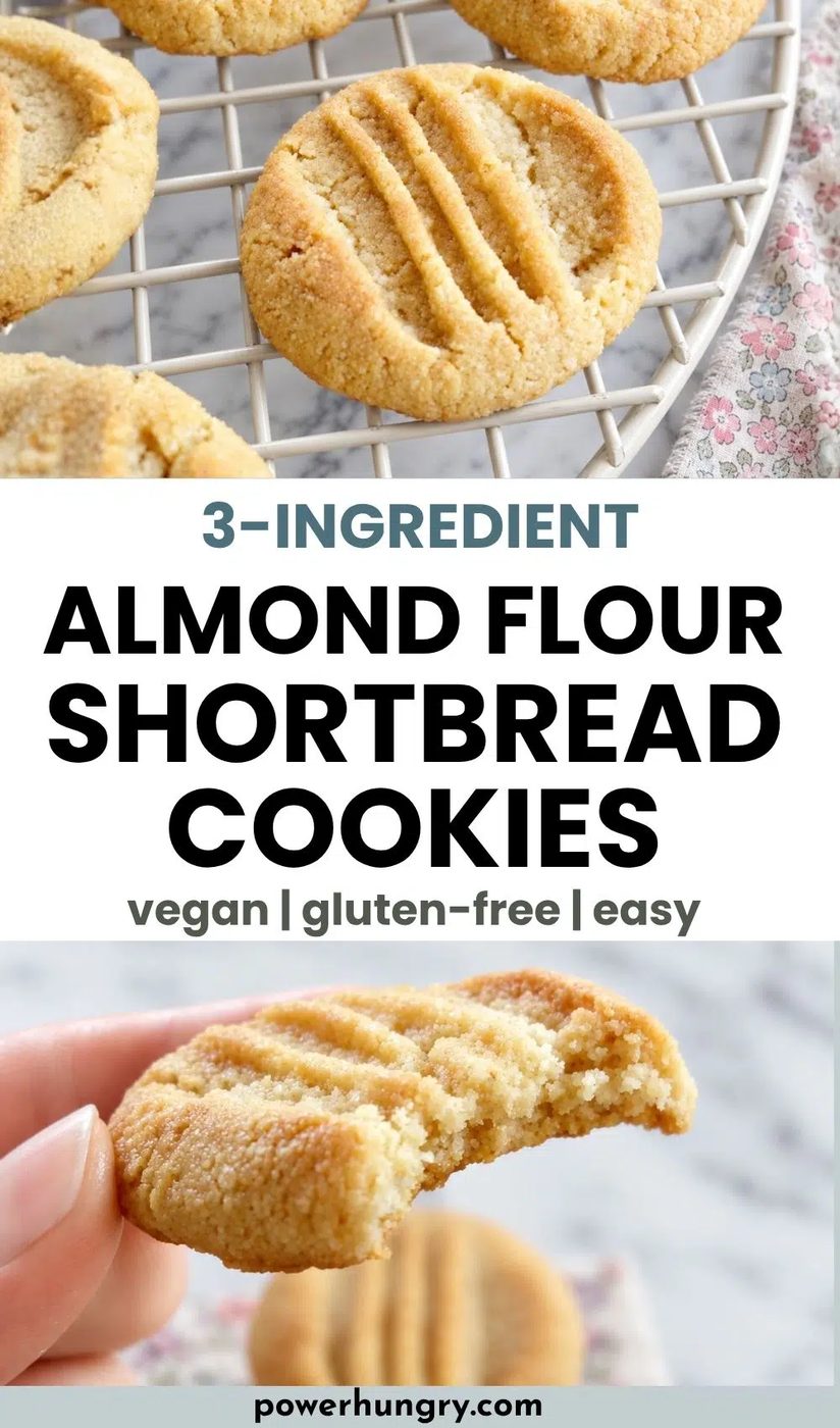 2 photo collage of almond flour shortbread cookies
