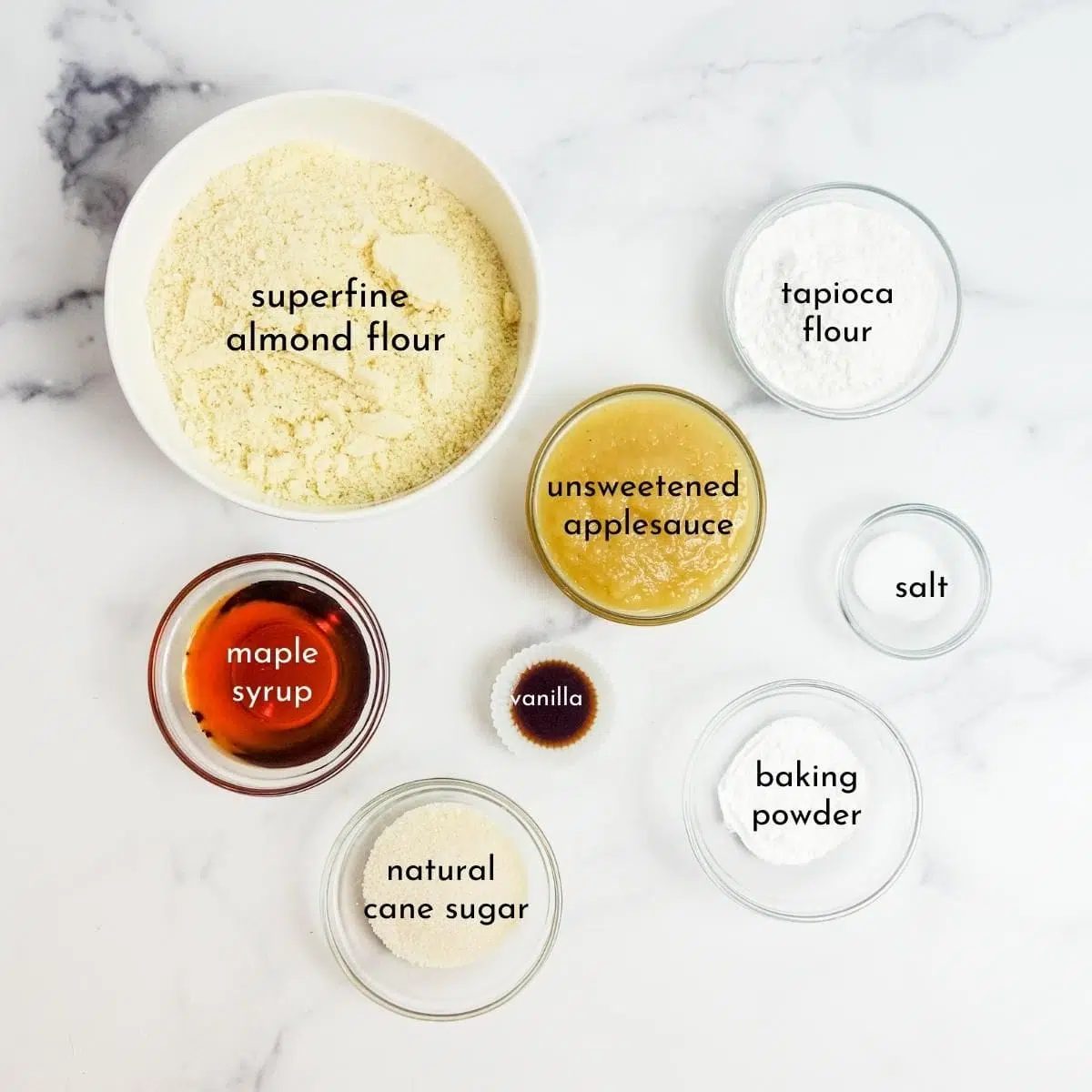 overhead shot of ingredients for vegan almond flour sugar cookies