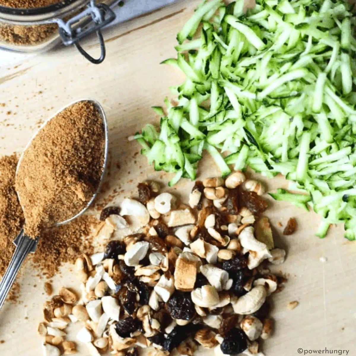 zucchini and coconut sugar, plus mix ins for almond flour zucchini muffins