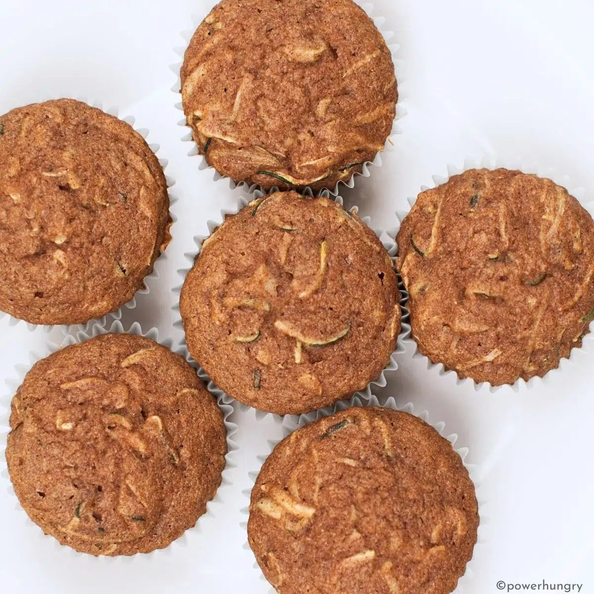 overhead shot of zucchini almond flour muffins