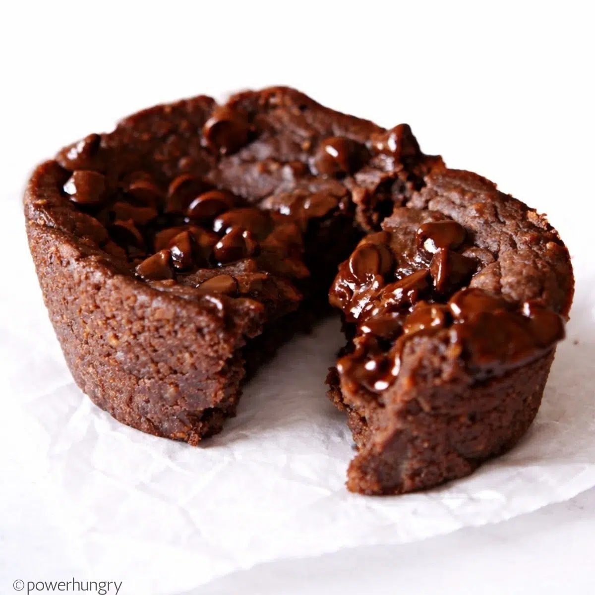 photo of a vegan black bean brownie, split open