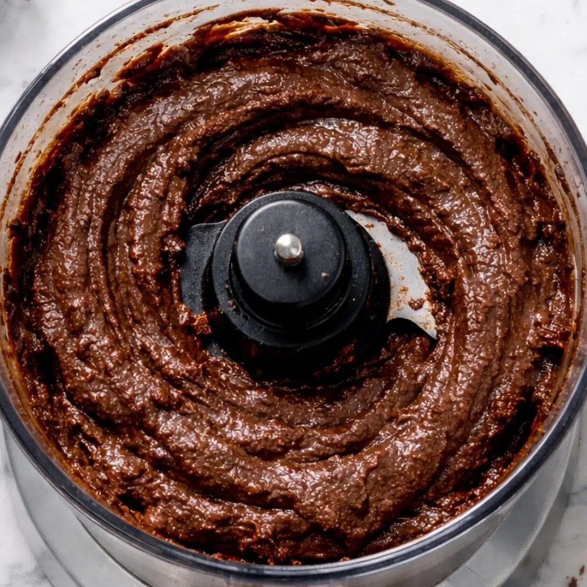 black bean brownie batter in food processor