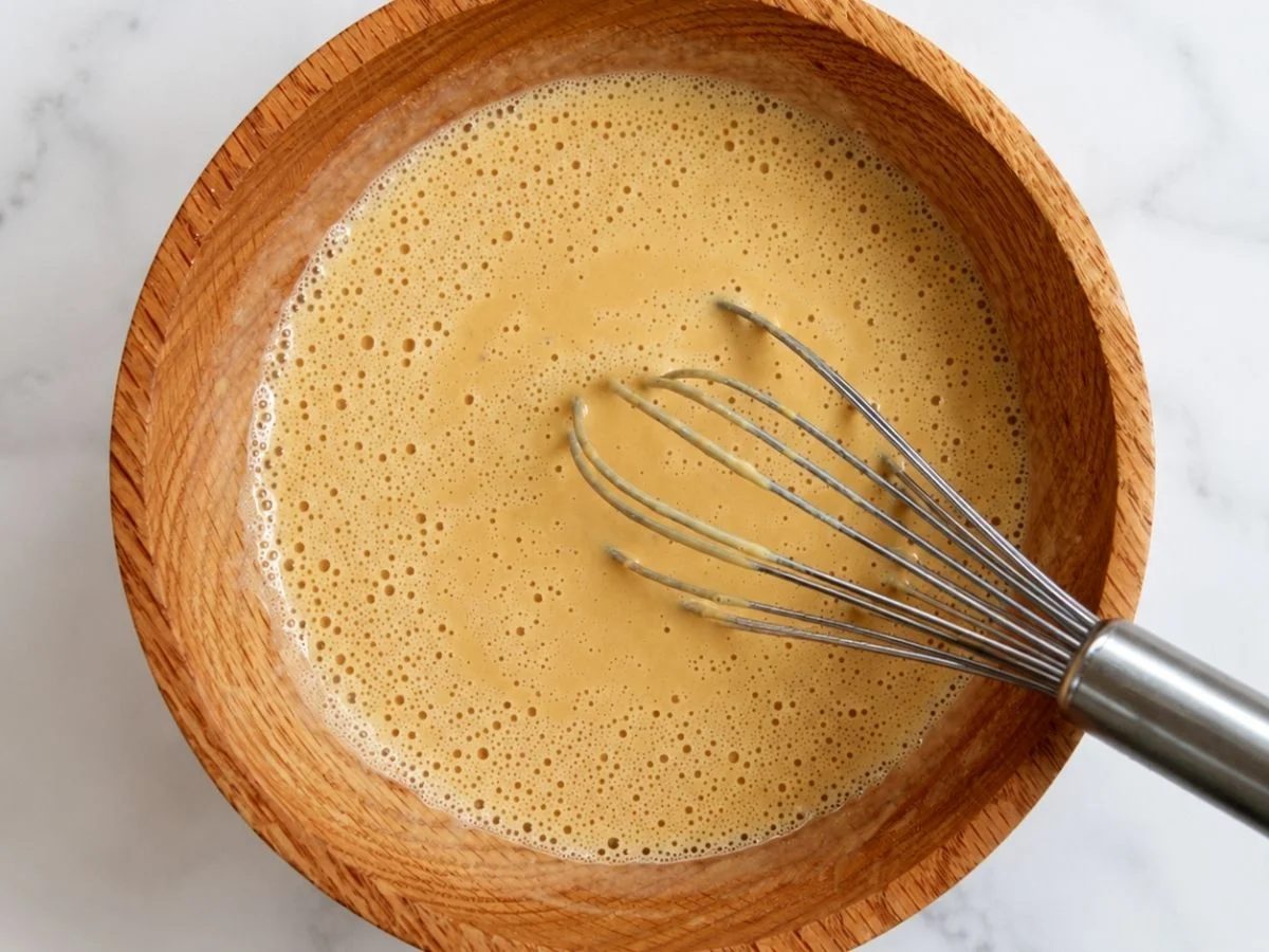 chickpea slurry in a wood bowl