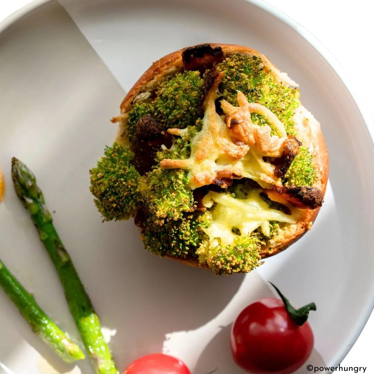 chickpea flour broccoli muffin on a white plate