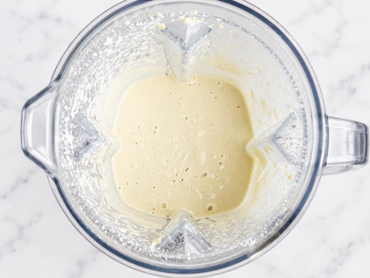 blended ingredients in blender for vegan Boursin
