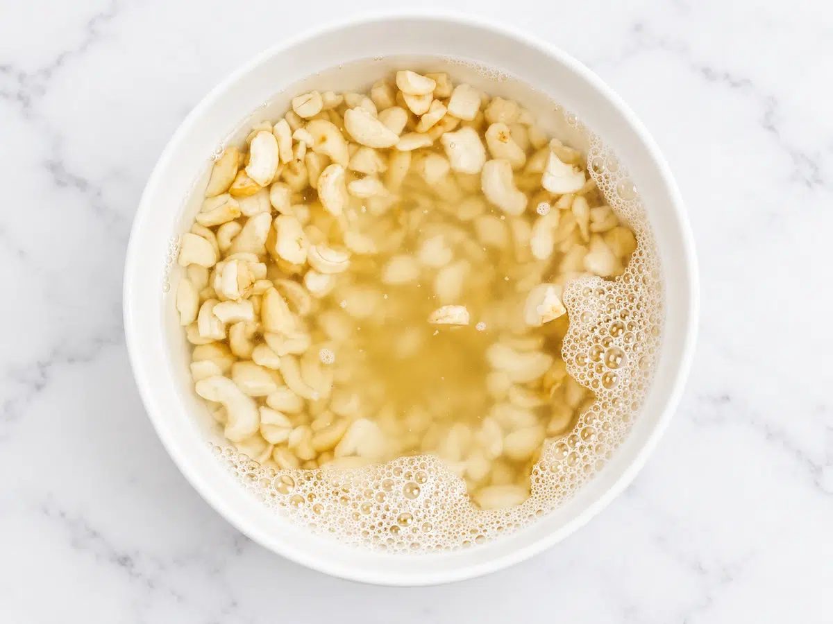 cashews soaking for vegan Boursin