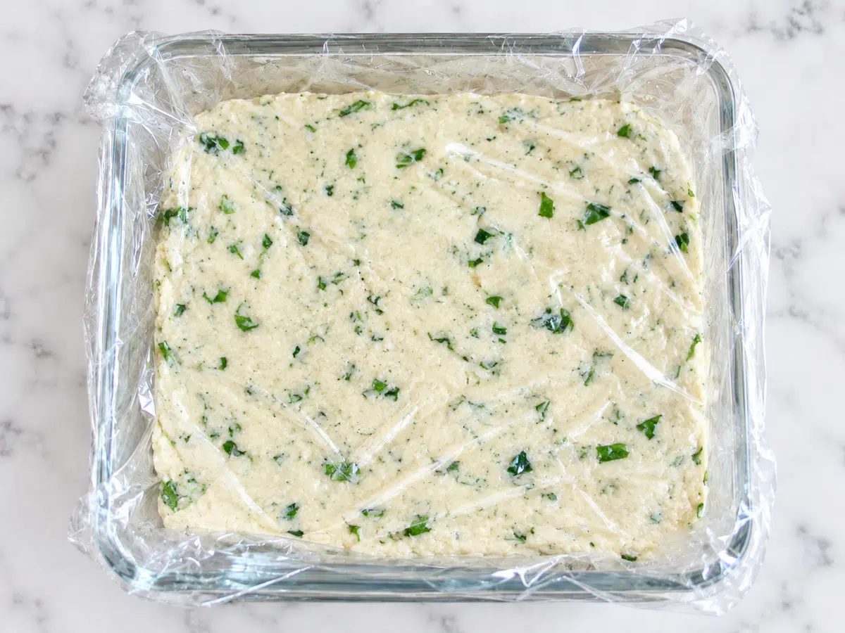chilling the cheese until firm for vegan Boursin