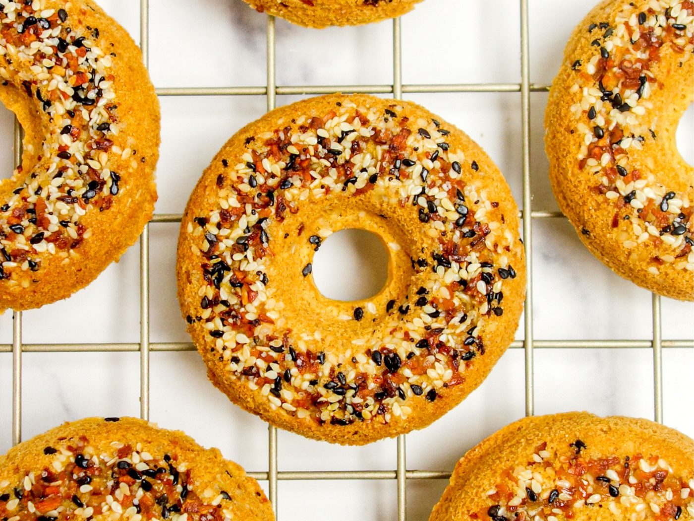 overhead shot of chickpea flour bagels