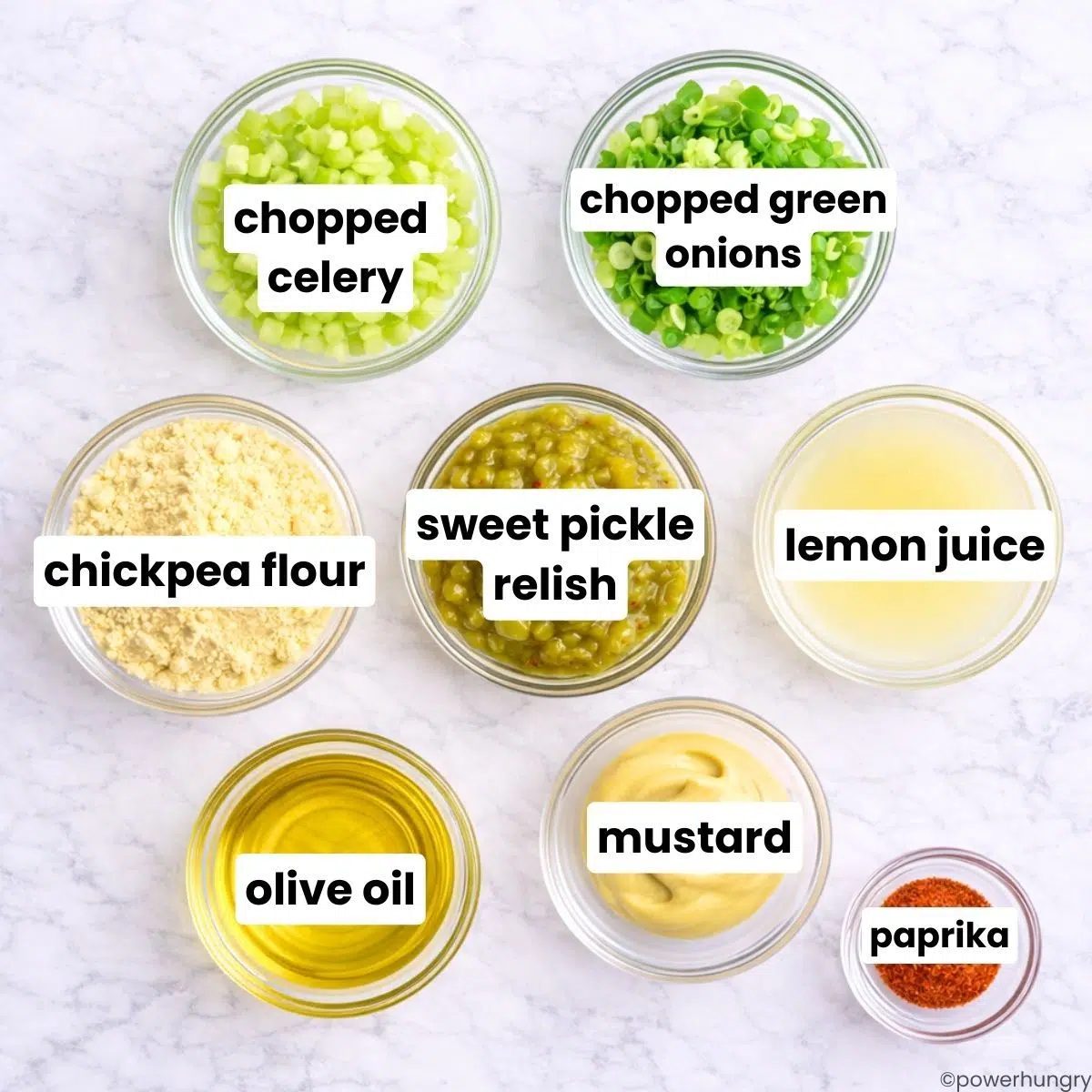 ingredients for chickpea flour tofu egg salad