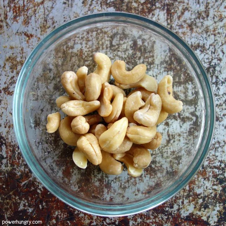 bowl of soaked and drained raw cashews