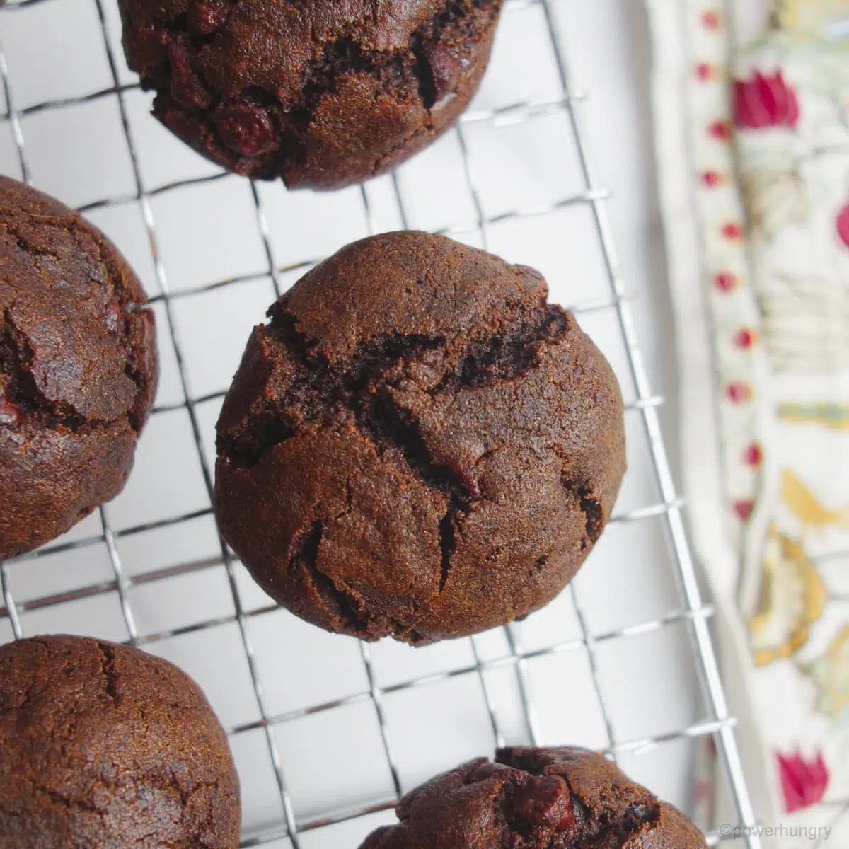 Chocolate buckwheat cookies on a cooling rack