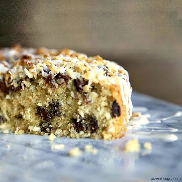 close up of coconut almond flour cake