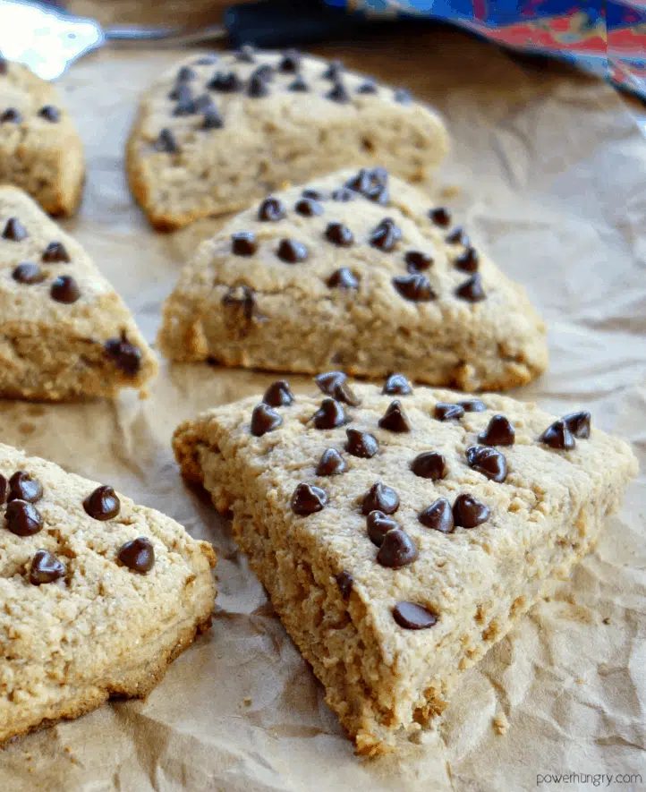 vegan coconut flour banana scones on brown parchment paper