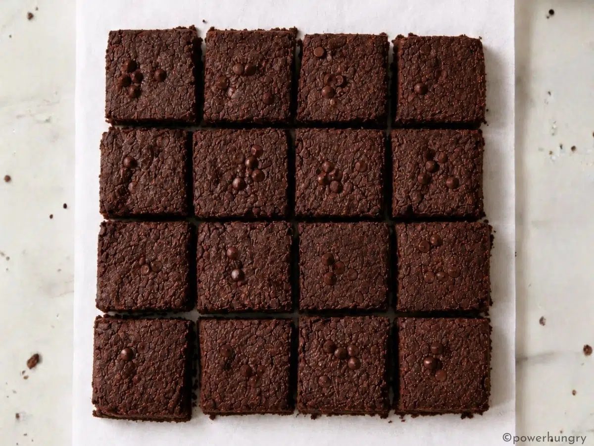 overhead shot of coconut flour vegan brownies