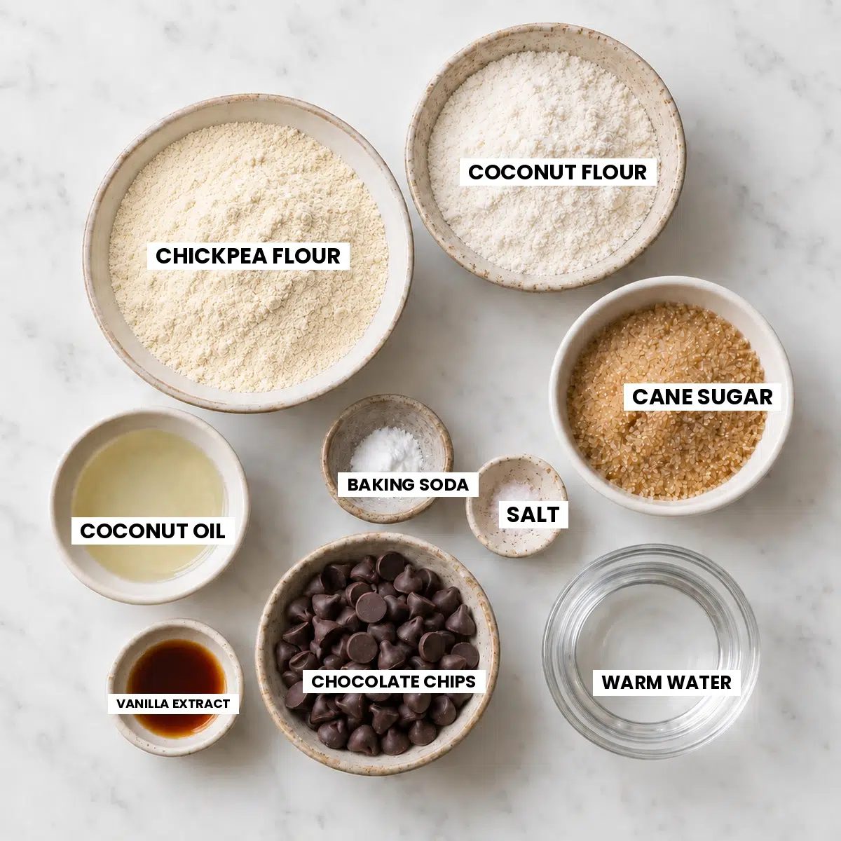 coconut chickpea flour chocolate chip cookies ingredients