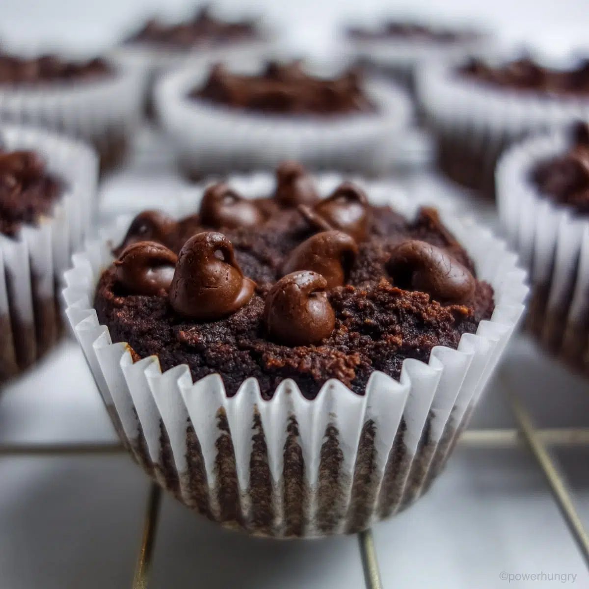 cupcakes cooling on a gold cooling rack