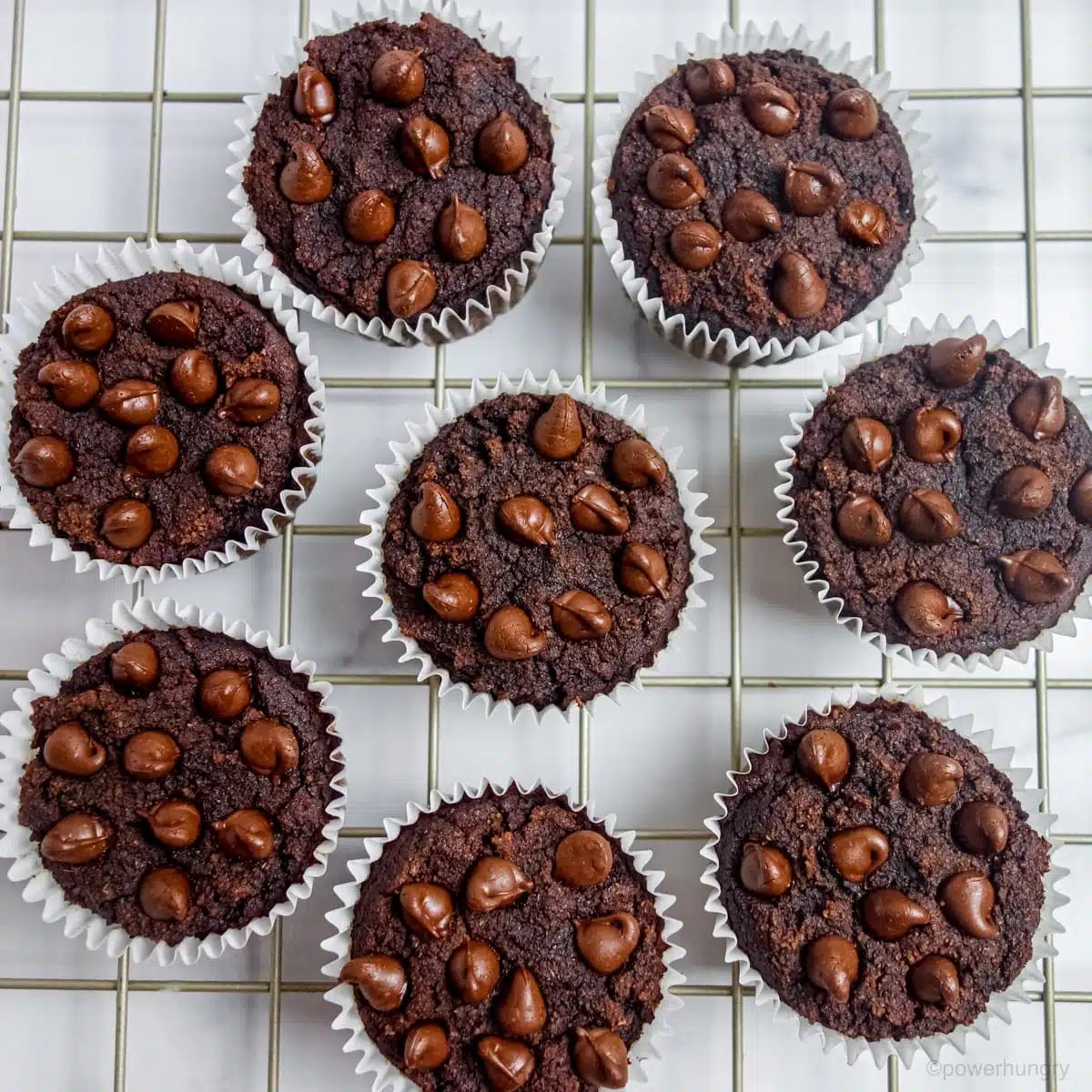 chocolate cupcakes on a cooling rack