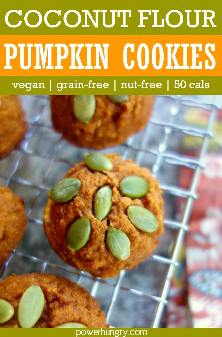 pumpkin coconut flur cookies on wire rack with floural napkin