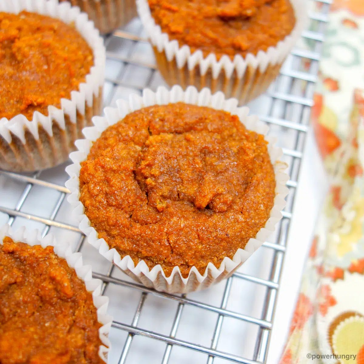 vegan coconut flour pumpkin muffin on a cooling rack