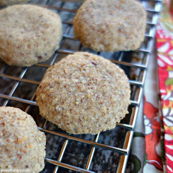 coconut flour cookies cooling on a silver metal cooling rack