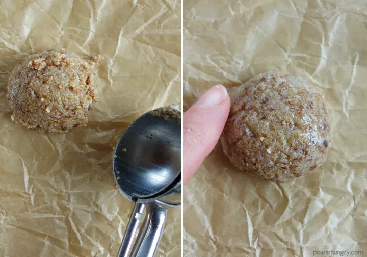 how to scoop and shape the coconut cookies for baking
