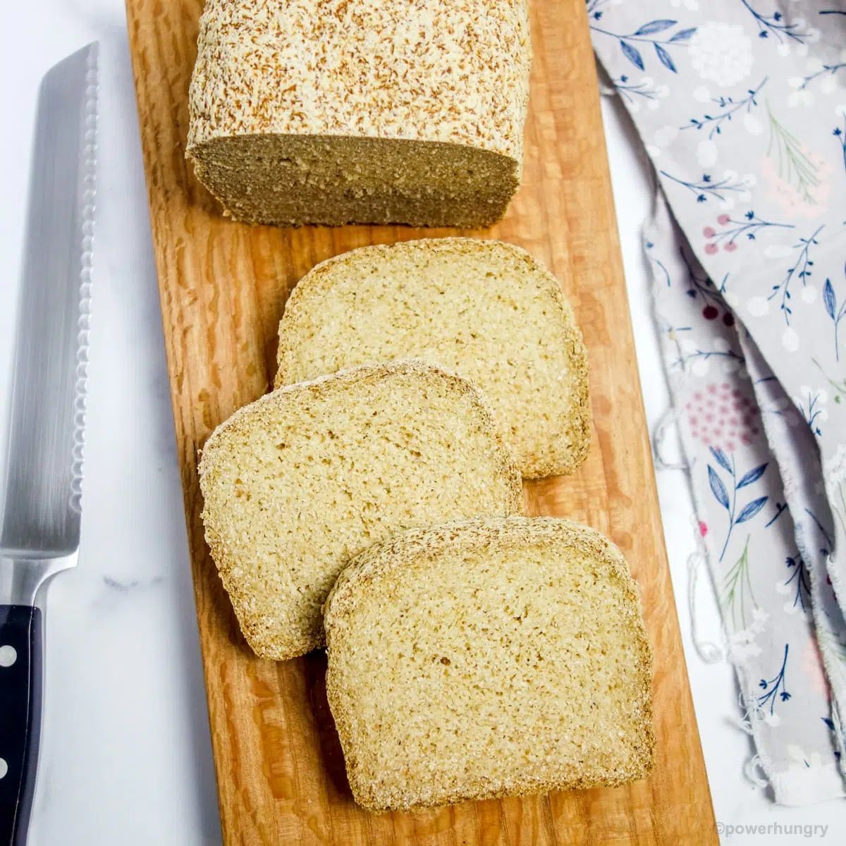 coconut flour sandwich bread on a wooden board