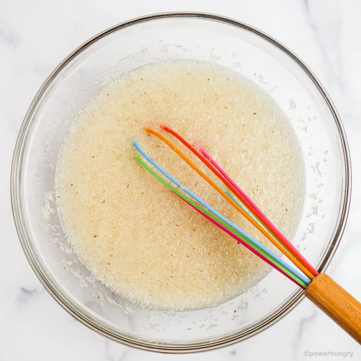 psyllium husk mixed with water in a glass bowl