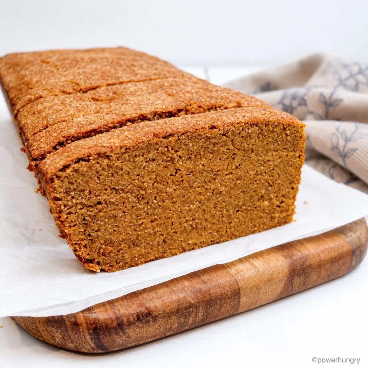 interior of a loaf of vegan coconut flour pumpkin bread