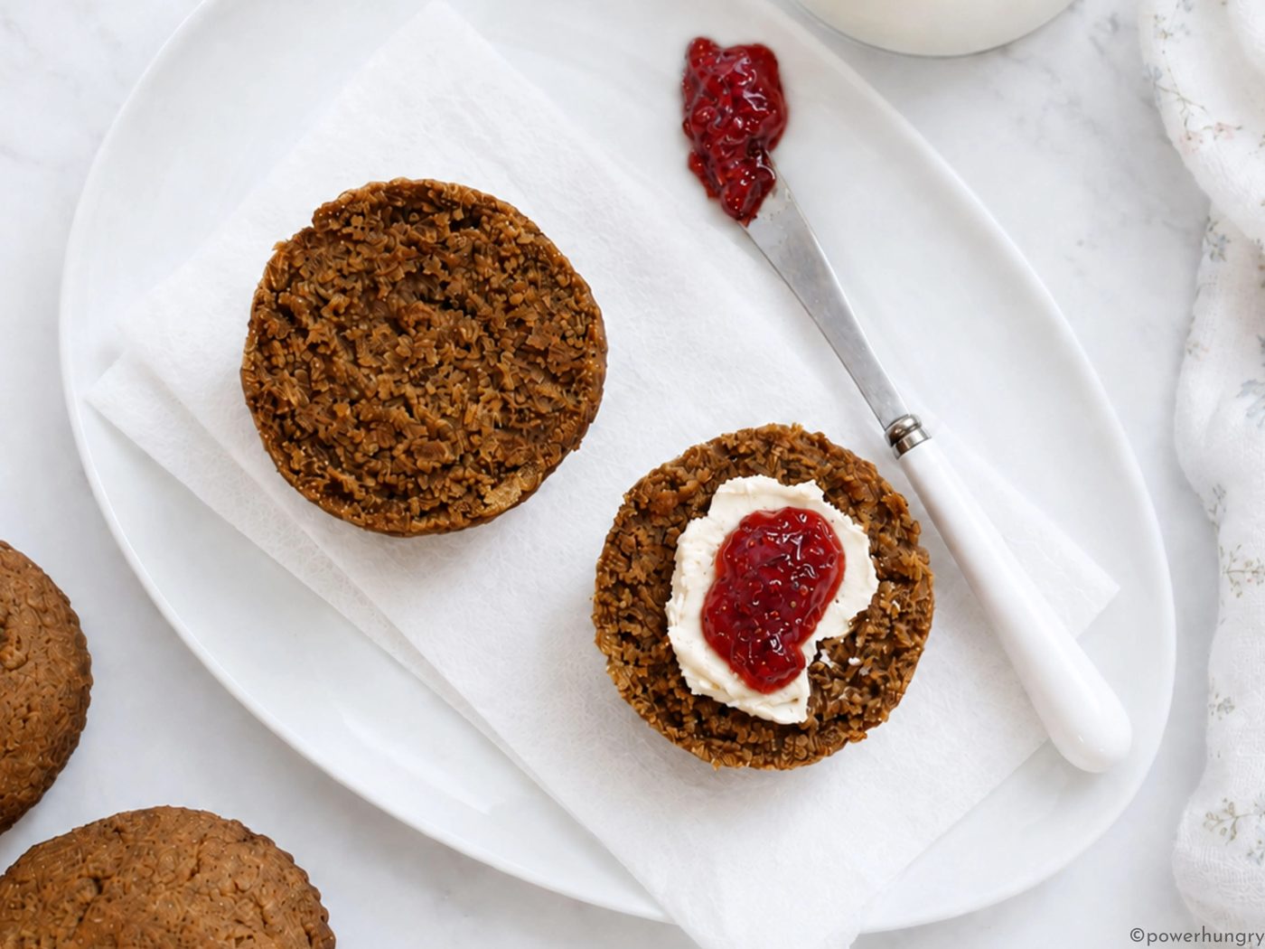 overhead shot of sliced vegan gluten-free grain-free muffin