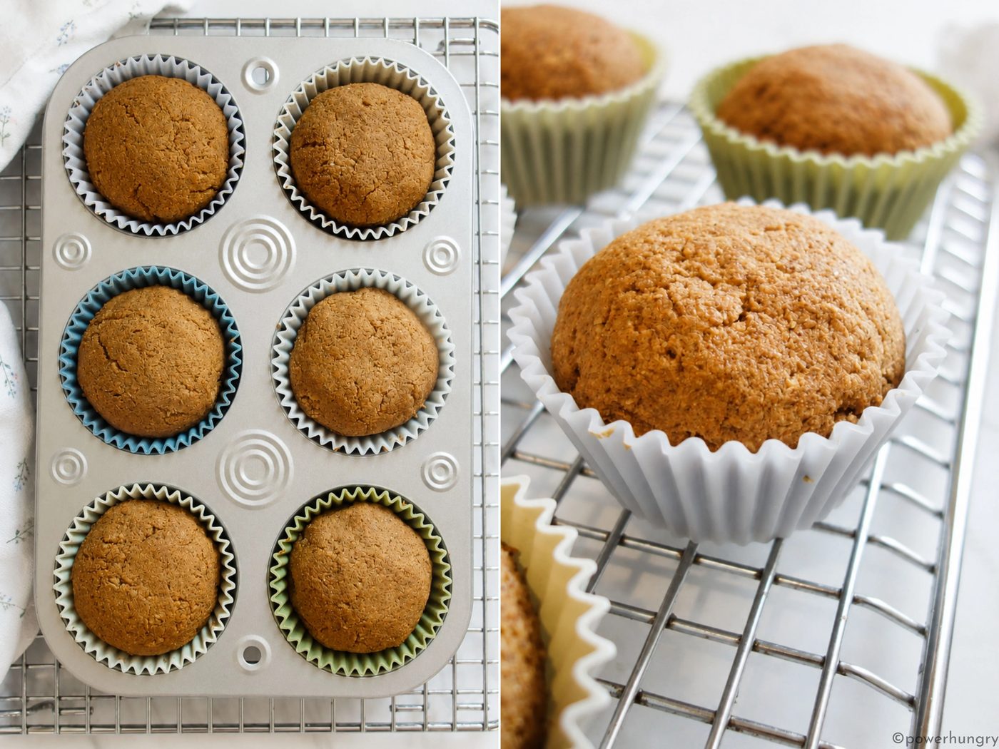 baked gluten-free flaxseed muffins on wire rack