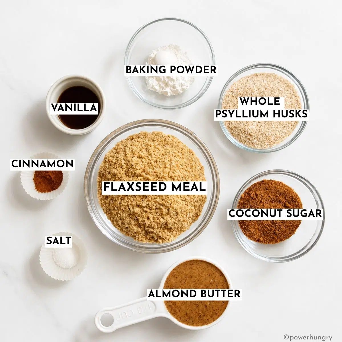 ingredients for vegan flaxseed muffins